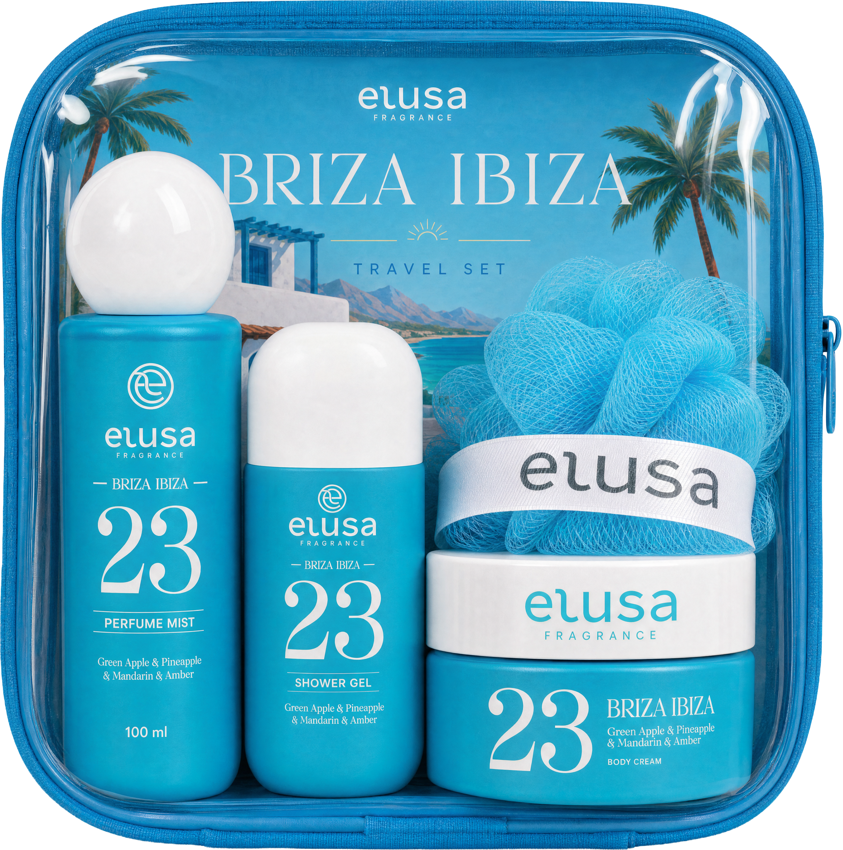 Travel Set Blau 23:00